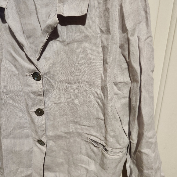 MES SOEURS ET MOI 100% Linen Button Long Sleeve Jacket Lagenlook Minimalist - Picture 3 of 7